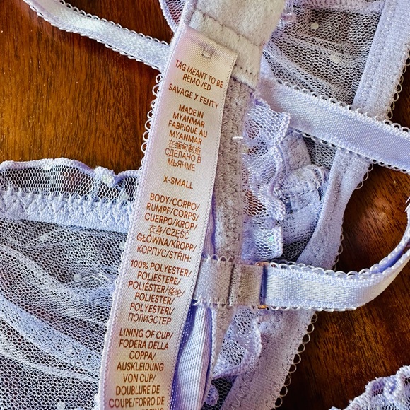 Savage X Fenty PURPLE LAVENDER SPARKLE PUFF BRALETTE & CUT-OUT BIKINI Panty Set - Picture 14 of 15